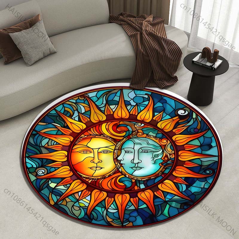 Commercial Glass Printing - Stained Glass Sun and Moon Harmony