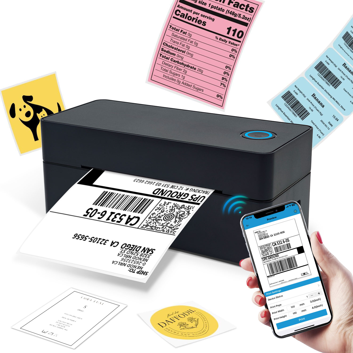 Commercial Label Printing Machine - OEM 110mm 4*6Inch Direct Thermal Wireless