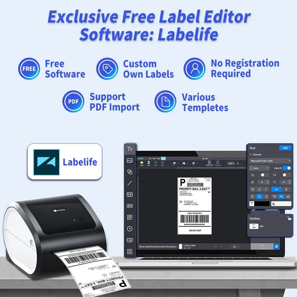 Wireless Bluethooth Shipping P - огляд і ціна Commercial Label Printing Machine